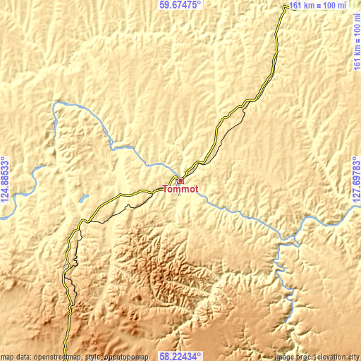 Topographic map of Tommot