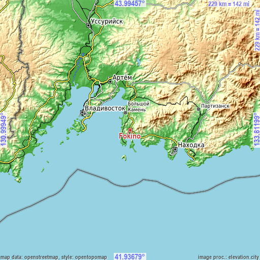 Topographic map of Fokino