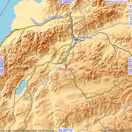 Topographic map of Tarbagatay