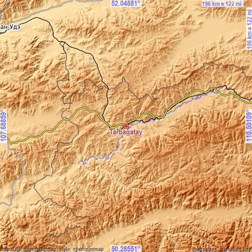 Topographic map of Tarbagatay