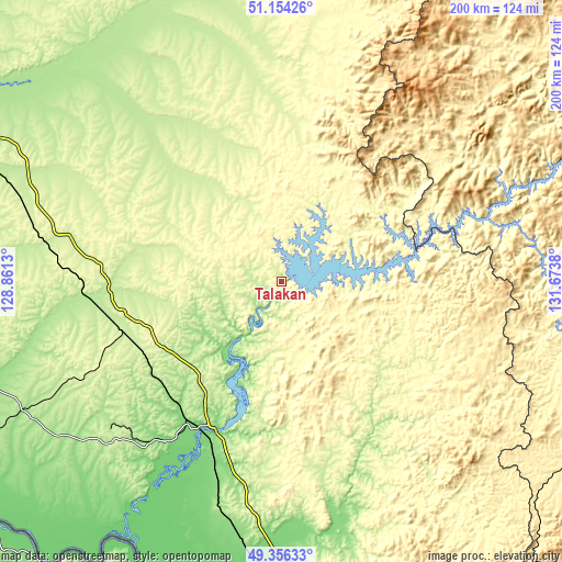 Topographic map of Talakan