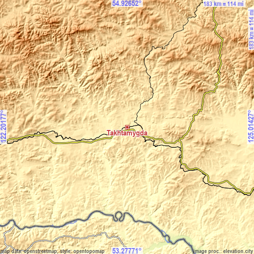 Topographic map of Takhtamygda