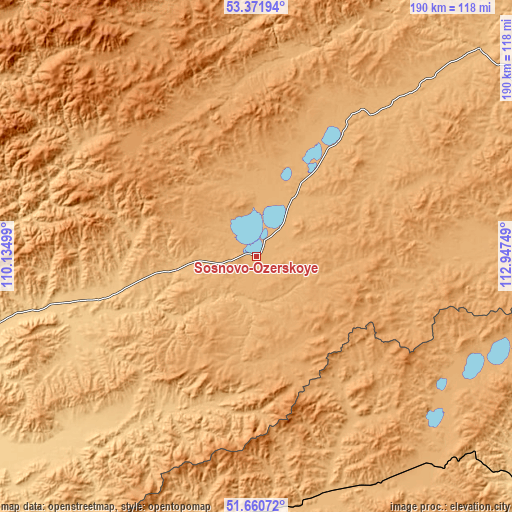 Topographic map of Sosnovo-Ozerskoye