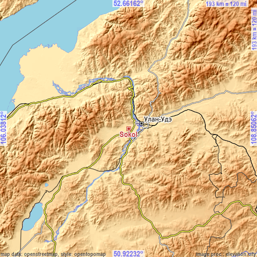 Topographic map of Sokol