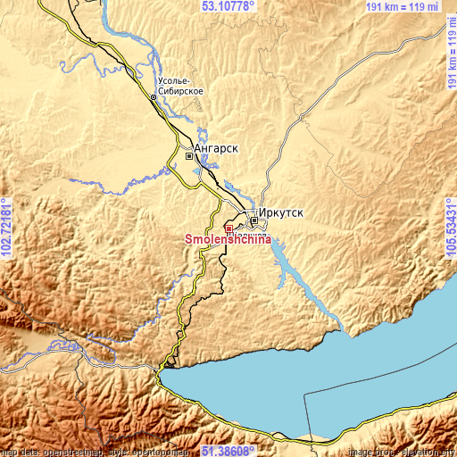 Topographic map of Smolenshchina