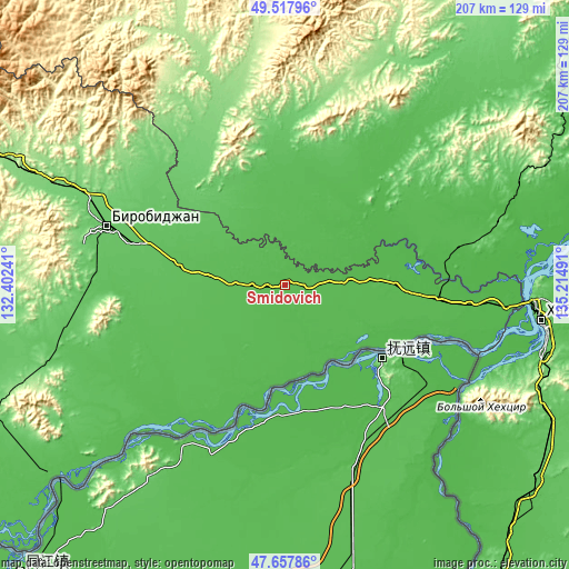 Topographic map of Smidovich