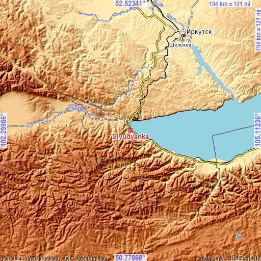 Topographic map of Slyudyanka