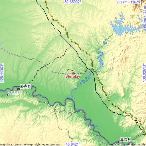 Topographic map of Shirokiy