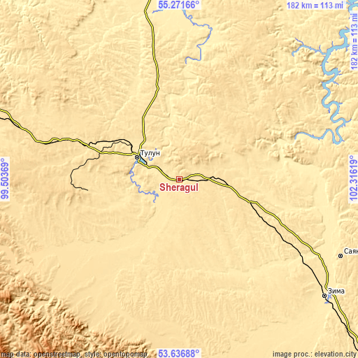 Topographic map of Sheragul