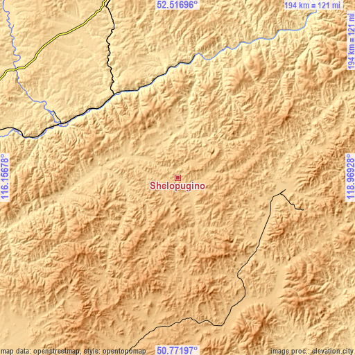 Topographic map of Shelopugino