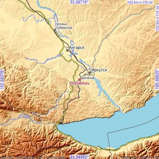 Topographic map of Shelekhov