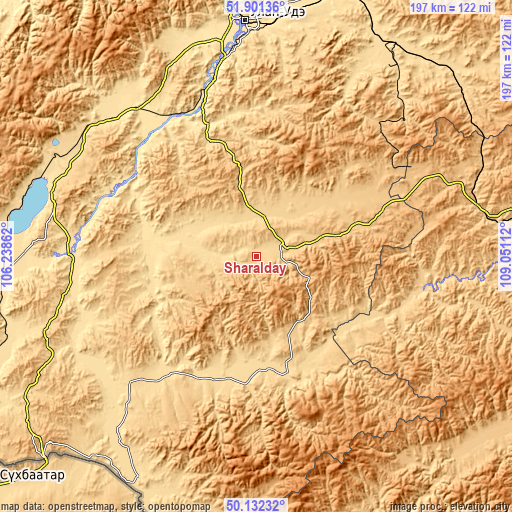 Topographic map of Sharalday