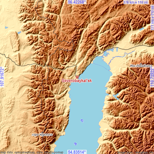 Topographic map of Severobaykal’sk