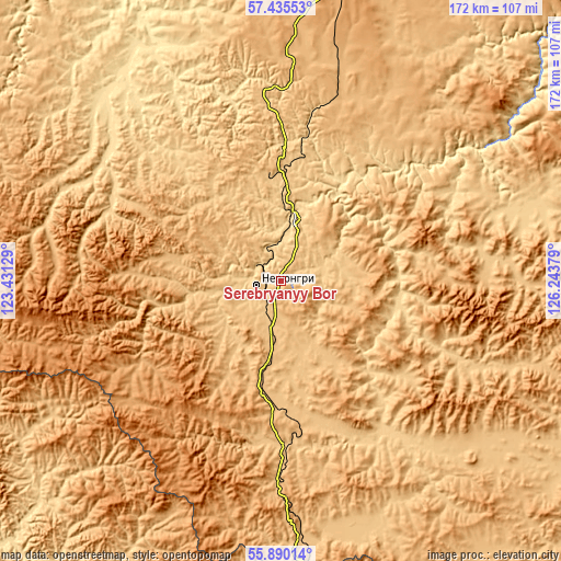 Topographic map of Serebryanyy Bor