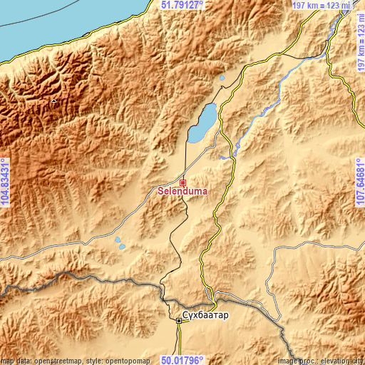 Topographic map of Selenduma