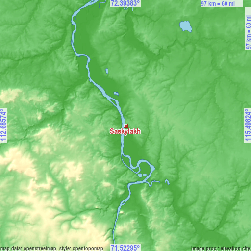 Topographic map of Saskylakh