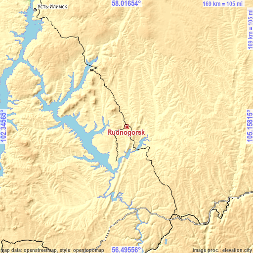 Topographic map of Rudnogorsk