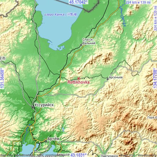 Topographic map of Rettikhovka