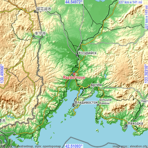 Topographic map of Razdol’noye