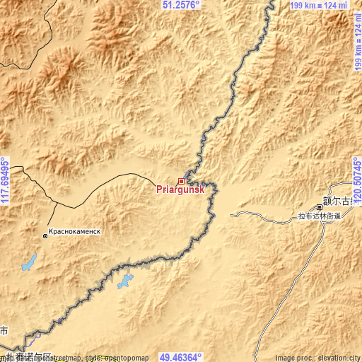 Topographic map of Priargunsk