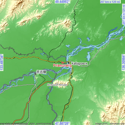 Topographic map of Priamurskiy