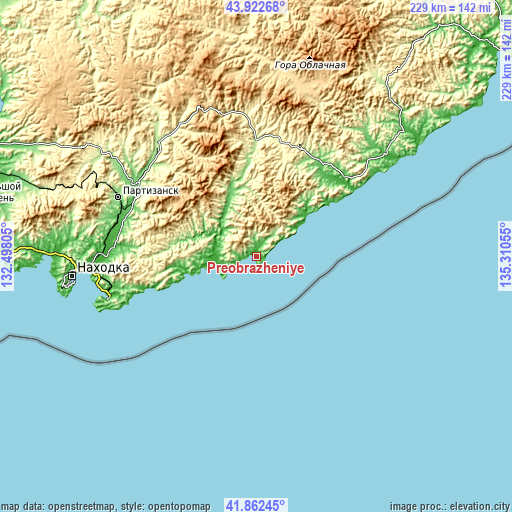 Topographic map of Preobrazheniye