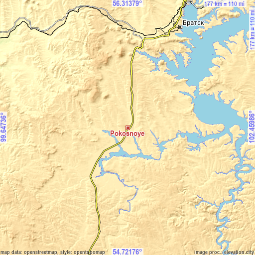 Topographic map of Pokosnoye