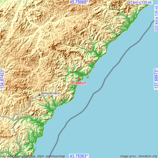 Topographic map of Plastun