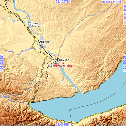 Topographic map of Pivovarikha