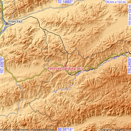 Topographic map of Petrovsk-Zabaykal’skiy