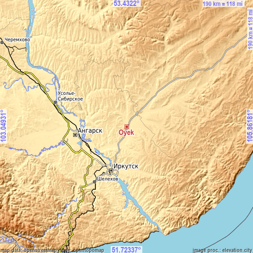 Topographic map of Oyëk