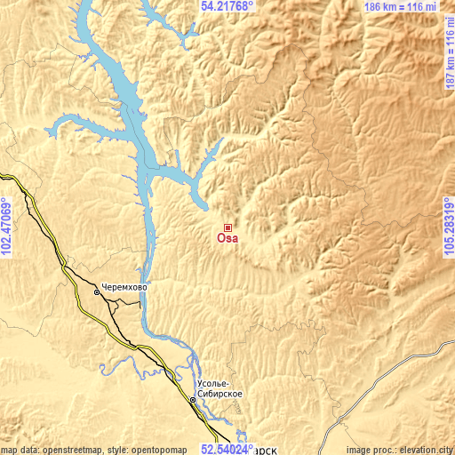 Topographic map of Osa