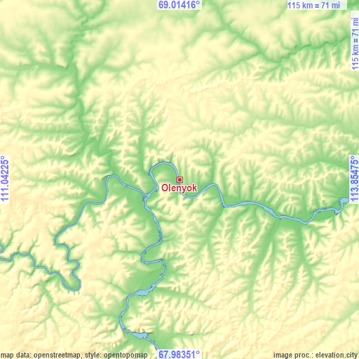 Topographic map of Olenyok