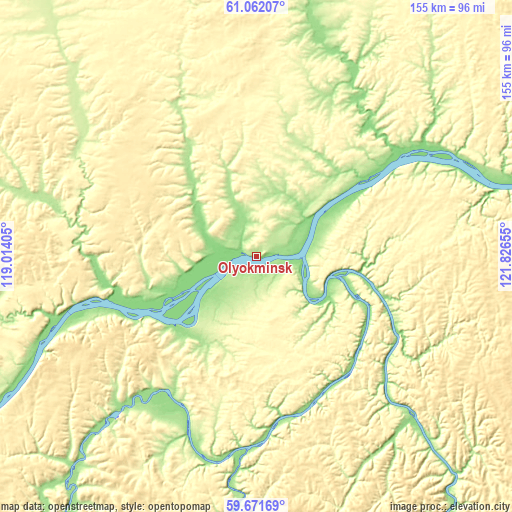 Topographic map of Olyokminsk