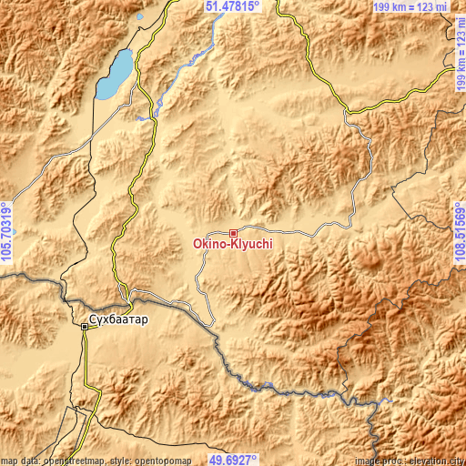 Topographic map of Okino-Klyuchi