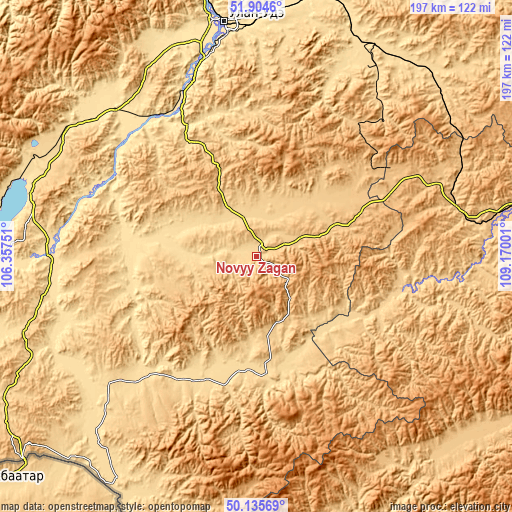 Topographic map of Novyy Zagan