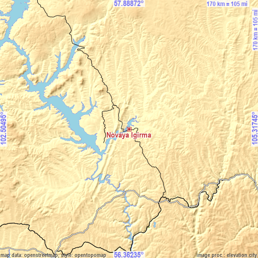 Topographic map of Novaya Igirma