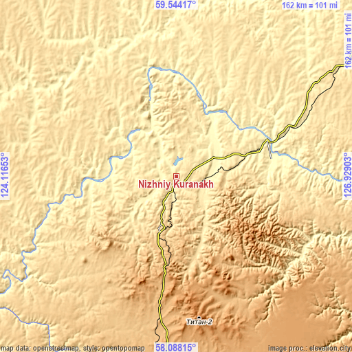 Topographic map of Nizhniy Kuranakh