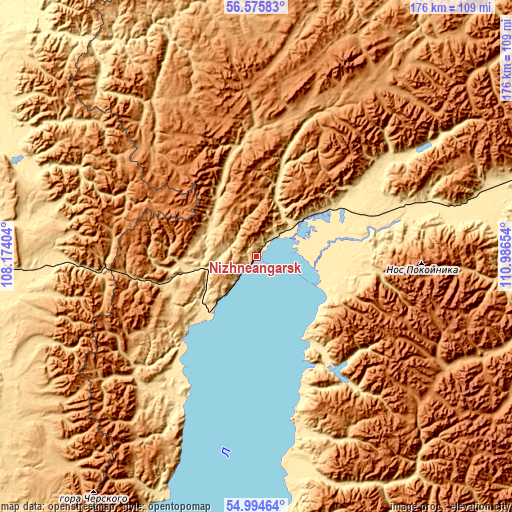 Topographic map of Nizhneangarsk