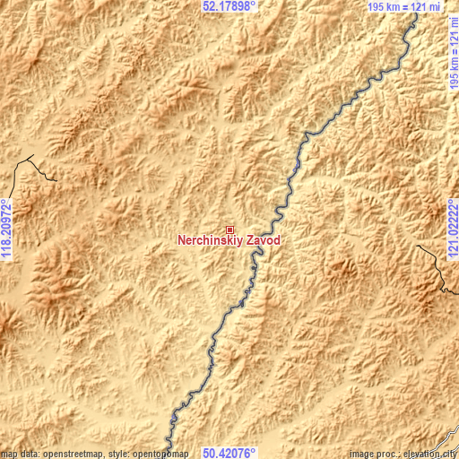 Topographic map of Nerchinskiy Zavod