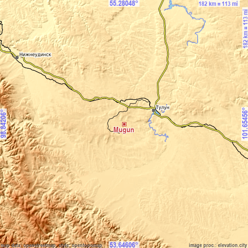 Topographic map of Mugun