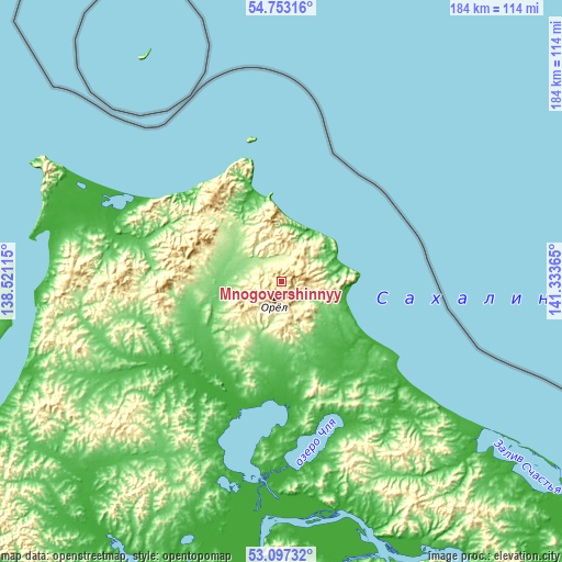 Topographic map of Mnogovershinnyy