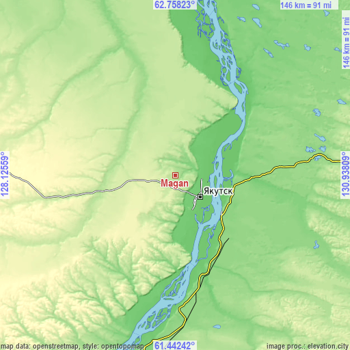 Topographic map of Magan