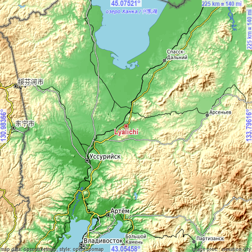 Topographic map of Lyalichi