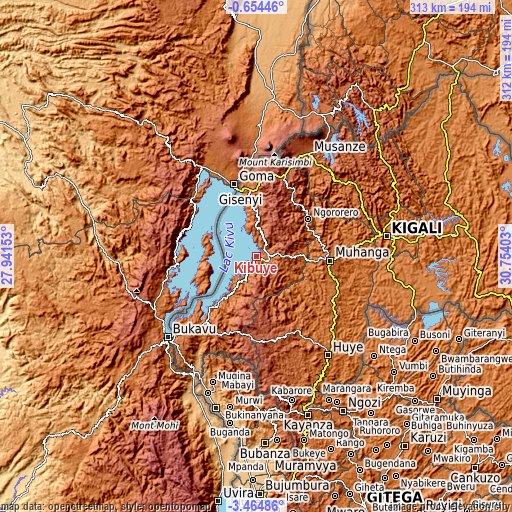 Topographic map of Kibuye