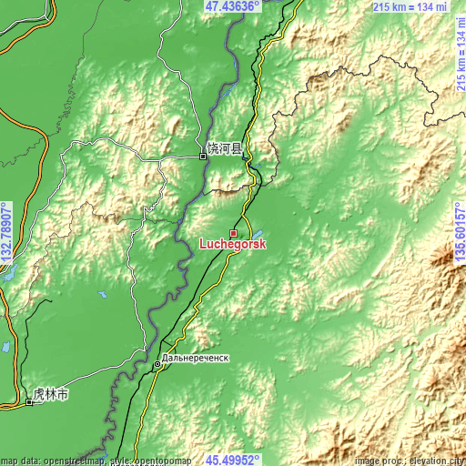 Topographic map of Luchegorsk