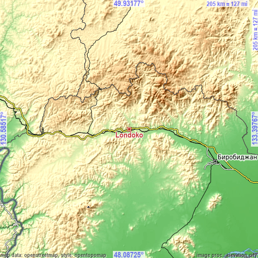 Topographic map of Londoko