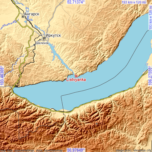 Topographic map of Listvyanka