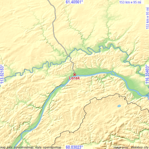 Topographic map of Lensk