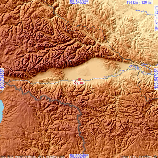 Topographic map of Kyren